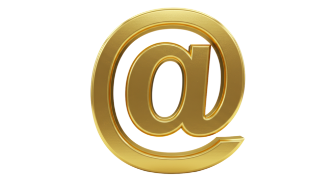 Isolated Golden At Sign Symbol for Email - Powered by Adobe