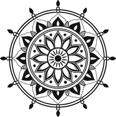 Mandala illustration art for coloring book page