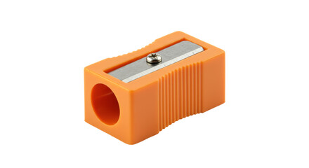 Isolated Orange Pencil Sharpener with Metal Blade