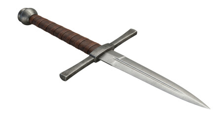Isolated Medieval Dagger with Leather Handle