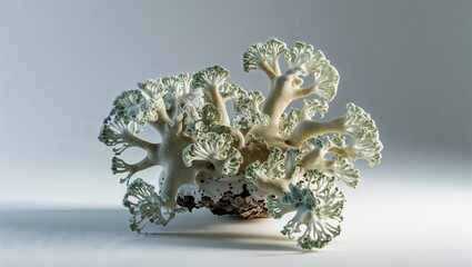 Photorealistic image of a mature lichen full view on a white background