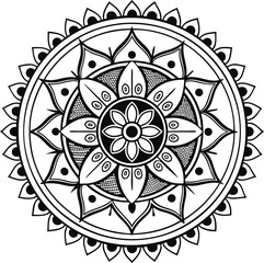Mandala illustration art for coloring book page