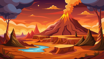 volcanic mountain vector 