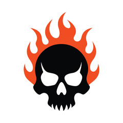 Skull With Flames Silhouette 