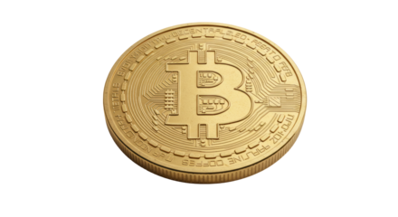 Isolated Golden Bitcoin Cryptocurrency Coin Detail