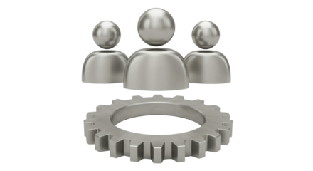 Isolated Silver Figures Teamwork Gear