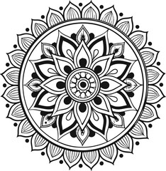 Mandala illustration art for coloring book page