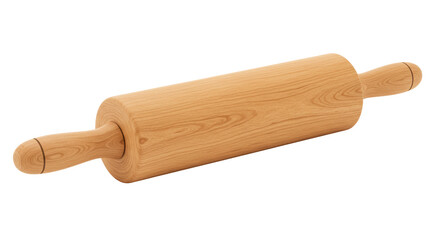 Isolated Wooden Rolling Pin Kitchen Utensil