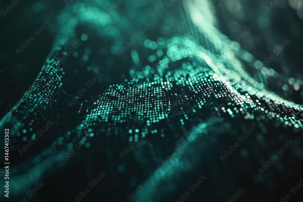 Poster abstract binary code wave pattern