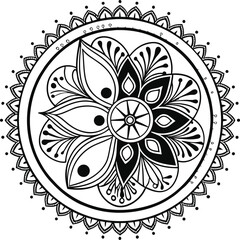 Mandala illustration art for coloring book page