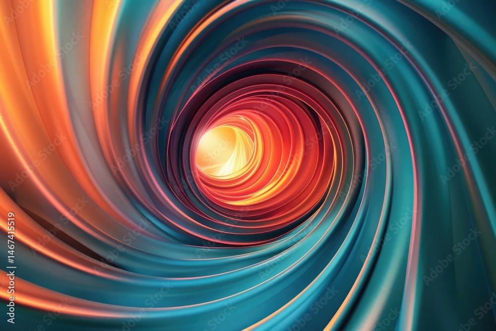 Poster abstract composition with intertwined vibrant pastel color curve on a dark background. background im