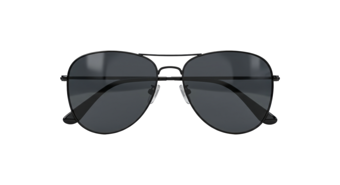 Aviator sunglasses isolated on transparent background, classic black shades png