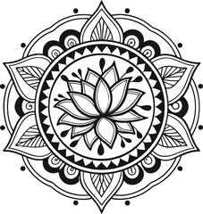 Mandala illustration art for coloring book page