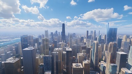 Fototapeta premium Beautiful Urban Skyline With River View And Vibrant City Architecture High Resolution Picture