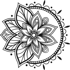 Mandala illustration art for coloring book page