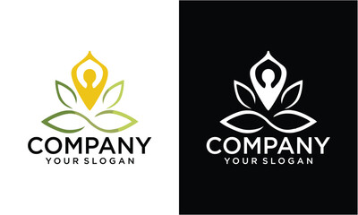 Creative Yoga lotus flower logo design meditation symbol vector