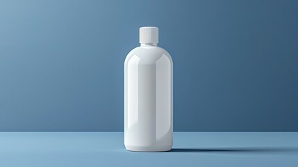 Mockup of a white, transparent cosmetic shampoo bottle for branding and product display