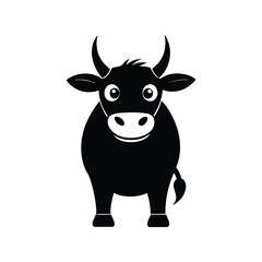 Bull silhouette vector illustration. Strong animal profile, wild cattle graphic, aggressive pose, farm symbol, isolated artwork