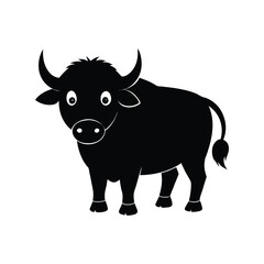 Buffalo silhouette vector illustration. Wild bovine animal graphic, strong body shape, farm wildlife symbol, isolated artwork