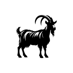 Black silhouette of a standing horned goat