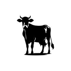 Black silhouette of a standing Holstein dairy cow.