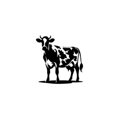 Black silhouette of a standing Holstein dairy cow.