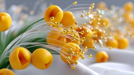 Bright Yellow Flowers with Delicate Stems and Sparkling Accents