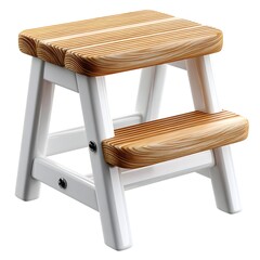 Compact Two-Step Wooden Stool for Kitchen and Home Use