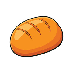 Bread vector illustration. Fresh baked loaf drawing, food graphic, bakery element, artisan style, breakfast meal clipart

