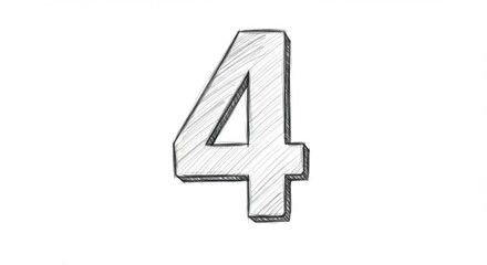 Number Four Sketch: Hand-Drawn Style Illustration