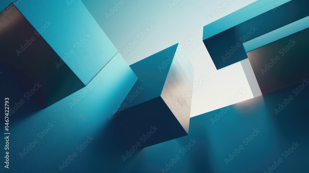 Poster floating transparent geometric shapes with reflective surfaces. digital artwork of 3d rendering geom
