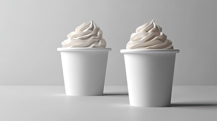 Mockup of a white ice cream paper cup for branding and product packaging