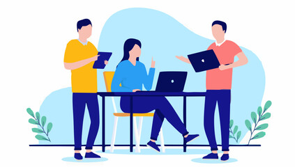 People working on computers together 