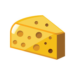 Swiss cheese vector illustration. wedge of cheese, dairy food ingredient, yellow holes cheese, snack and cooking graphic