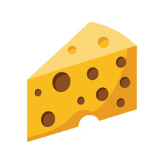Swiss cheese vector illustration. wedge of cheese, dairy food ingredient, yellow holes cheese, snack and cooking graphic