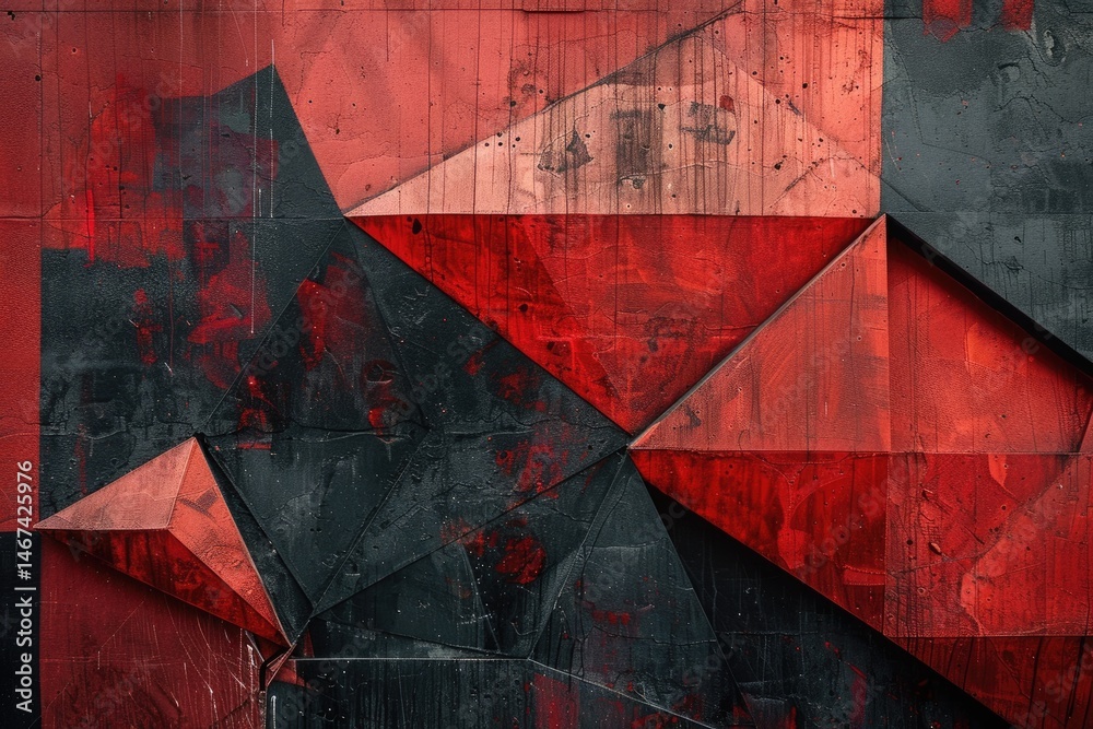 Poster the abstract picture of the red shape repetitive pattern polygon geometry in the background, geometr