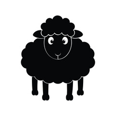 Sheep silhouette black vector illustration. standing lamb icon, farm animal graphic, livestock element