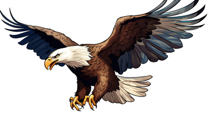 Obraz premium Professional illustration of an American bald eagle in a hunting attack