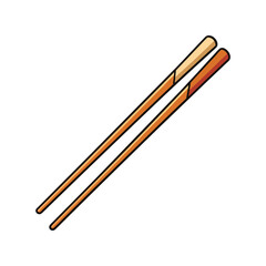 Pair of chopsticks vector illustration. wooden eating utensil, Asian tableware element, traditional food accessory graphic