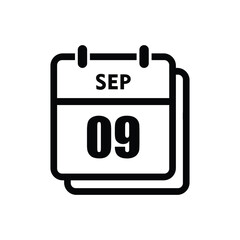 calender icon, 09 september icon with white background