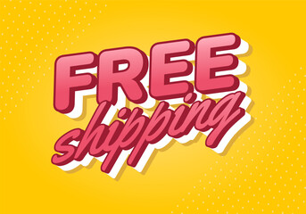 Modern Free Shipping Text with Fun Comic Style