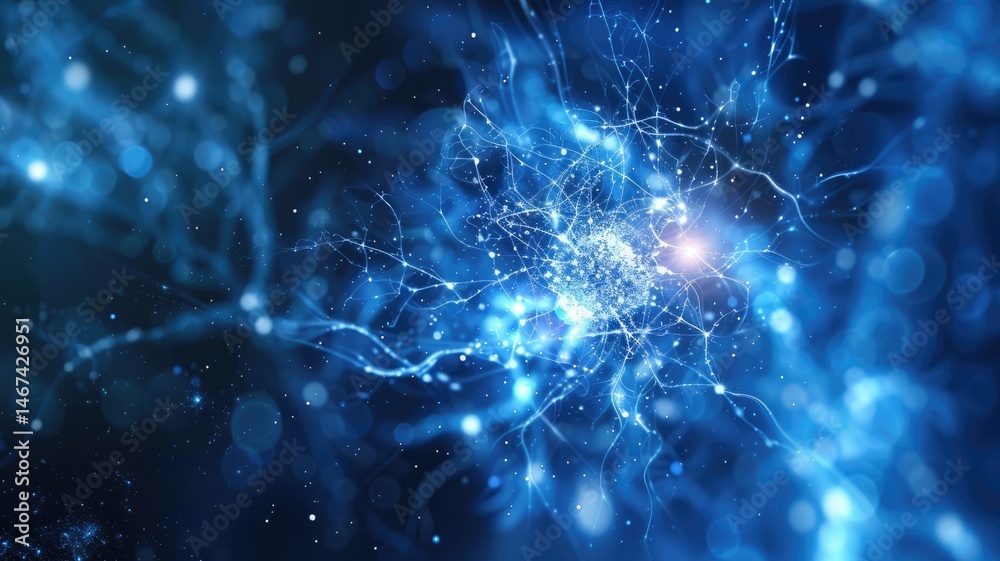 Poster abstract picture of wonderful blue wave in nebula style design connect and flow express energy dynam