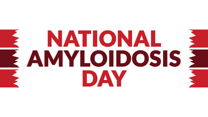 National Amyloidosis Day text with side lines on a White background. Which is observed every year in May to celebrate National Amyloidosis Day.