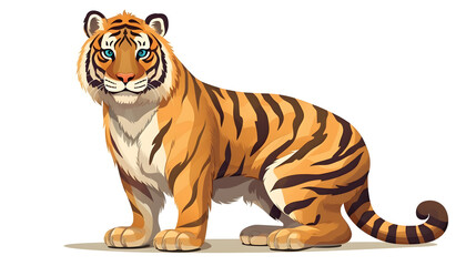 Obraz premium Professional Amur Tiger Sitting Isolated on White Background Vector Illustration