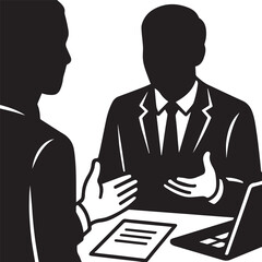 Business Meeting Silhouette – Teamwork, Strategy, Corporate Planning Vector Illustration