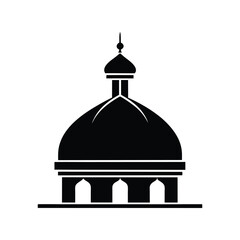 Mosque dome silhouette vector illustration. Islamic architecture, religious building, sacred dome, traditional design

