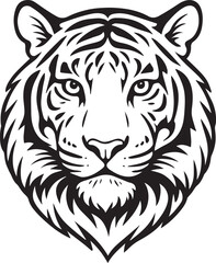 Elegant Tiger Head Line Art – Minimalist Vector Illustration