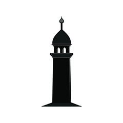 Fototapeta premium Minar silhouette vector illustration. Islamic tower, architectural monument, traditional design, historical landmark