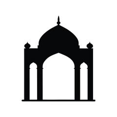 Mosque dome silhouette vector illustration. Islamic architecture, religious building, sacred dome, traditional design

