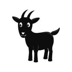 Goat silhouette vector illustration. Animal design, farm, nature, livestock, rural, wild, grazing, horned, mammal

